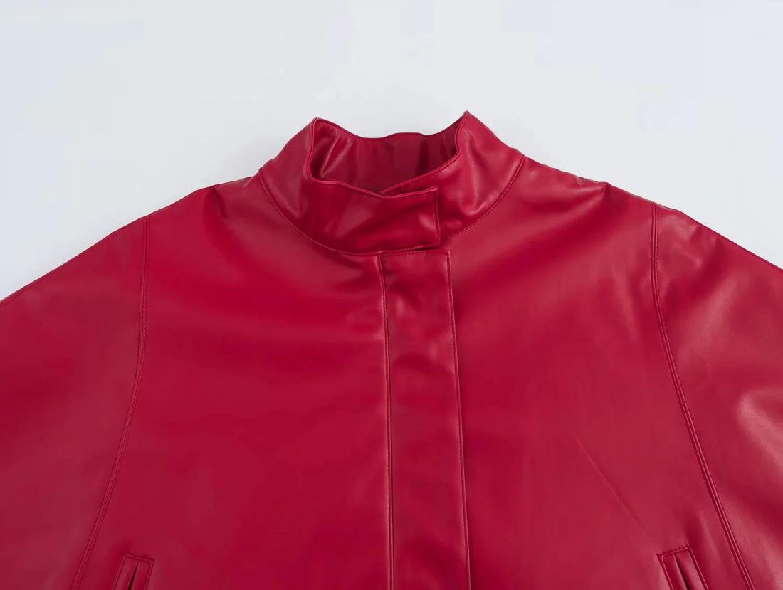 Faux Leder Cape Jacke