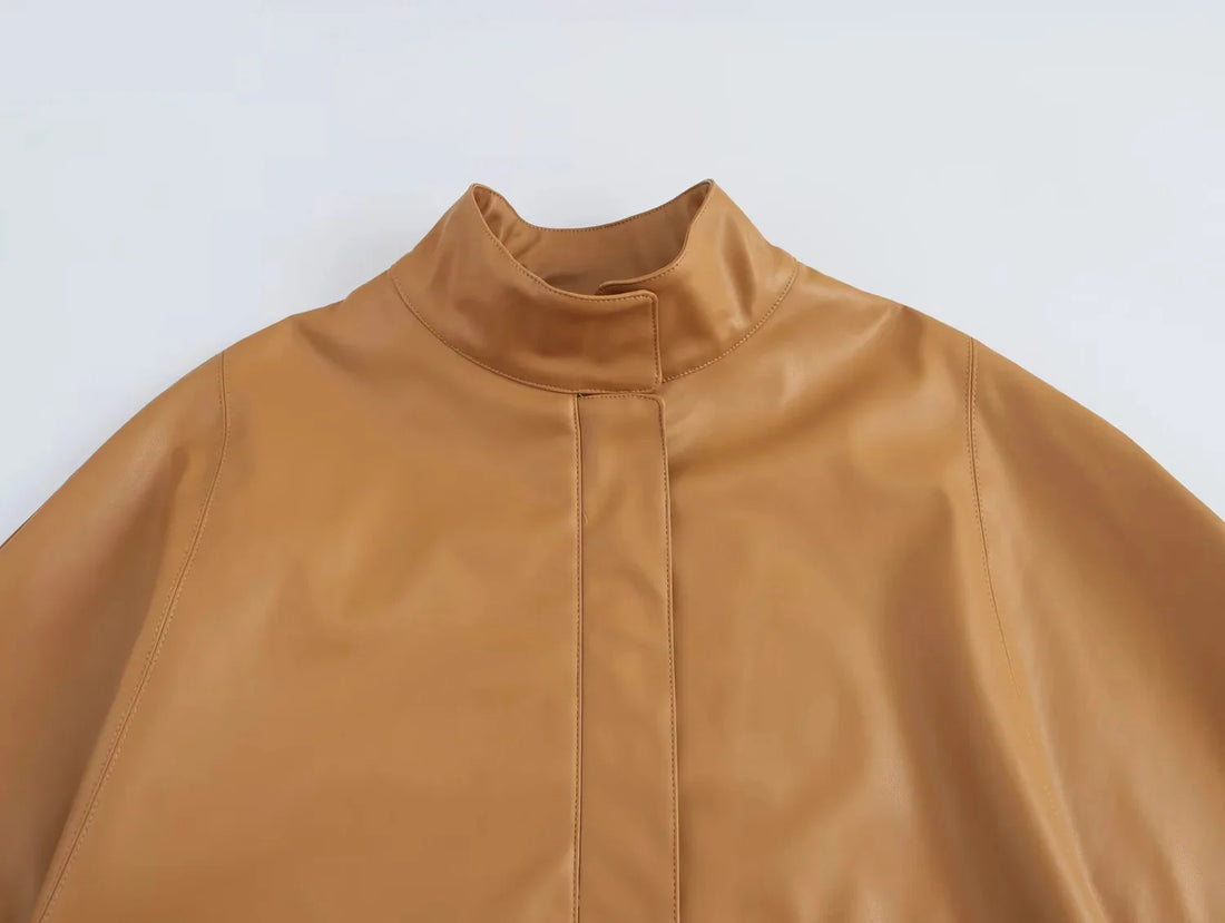 Faux Leder Cape Jacke
