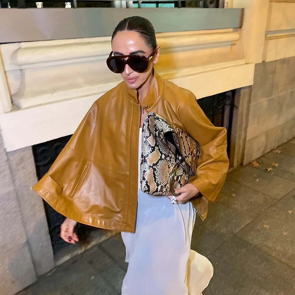 Faux Leder Cape Jacke
