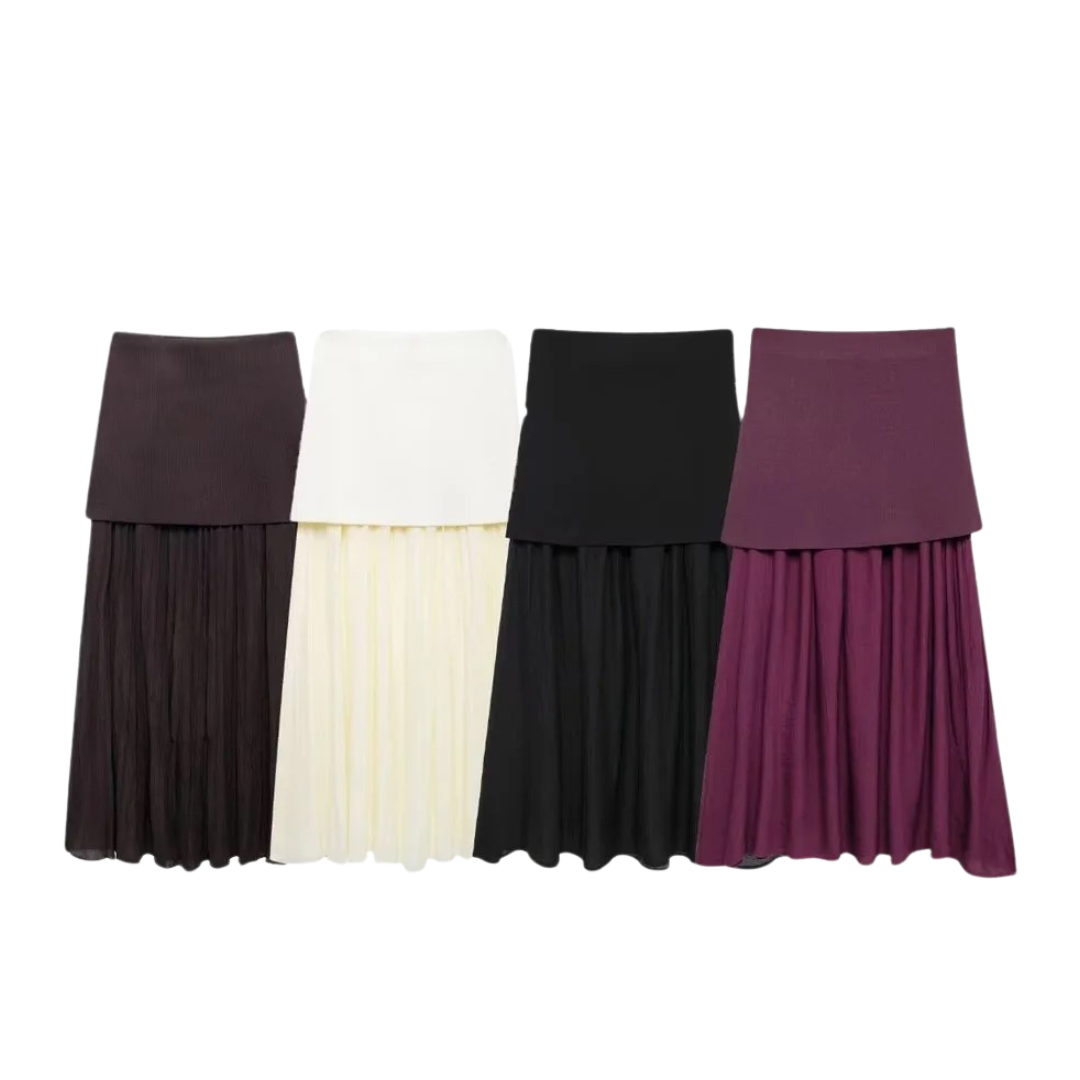 Elara pleated splice skirt