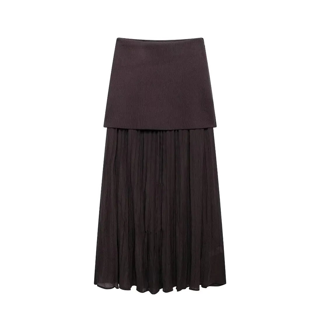 Elara pleated splice skirt