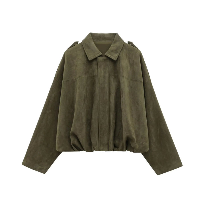 Green Suede Bomberjacke